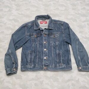Wrangler Trucker Jacket Youth XL Blue Pockets Denim Western